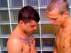 cute european twunks having a wild anal session in the shower