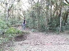 Horny gay gets bareback fucked in the woods