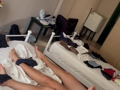 roomies bros jacking off together in couch, immense and diminutive fuckpole