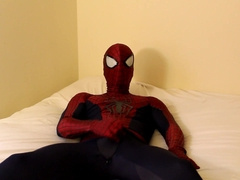 spiderman wanks off and jizzes all over his suit