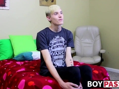 Horny newcomer Nick jerking it off and playing with a dildo