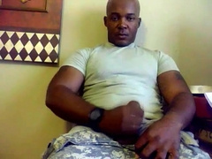 Beefy Black Soldier Jerks Off & Cums 5