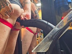 Chubby guy Stretch Holeington takes on a massive dildo for a thrilling ride and gets seriously stretched out