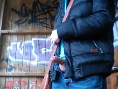 German Fellow Public Park Wank And Jizm (Rainy Day Jordan)