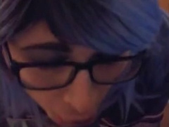 BBC cums in mouth of white sissy fag