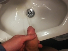 Making a filth on the teach restroom. Meaty money-shot and peeing...