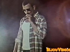 Vintage guys flexing after blowjobs before cumming hard