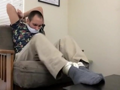 Chairtied And Struggling Hogtied And Gagged With An Apple