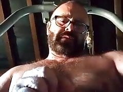 hairy dad cumming in a stable