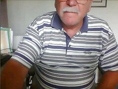 Grandpa cums on cam