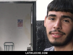 LatinLeche - Fabulous Latino Dude gets Caked in Jizz by 4 Suspended Boys