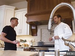 Gay sex in the kitchen with Justin Matthews & David Skylar