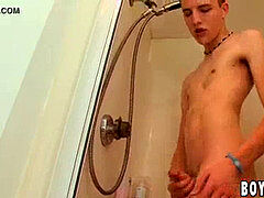 young hotty Dylan Chambers tugging off under the douche