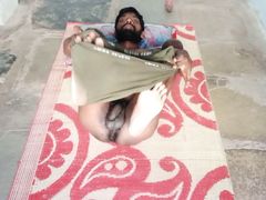 Rajesh Playboy 993 layed on floor mat, legs up, showing ass, butt, balls, abs, masturbating dick and cumming on the body