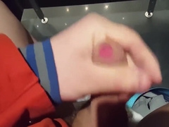 Jacking off in a public restroom