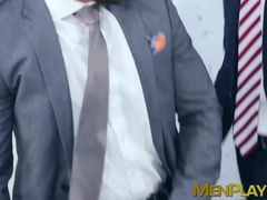 Sexy Javi Gray pounds his ass into the thick cock of suited John Brachalli