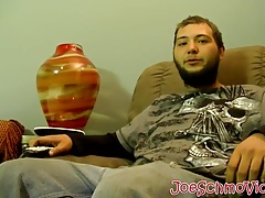 Straight dude watches TV while he gets sucked off by Joe