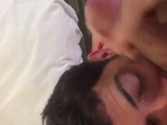 Youngster cumslut gets fed the flow from daddys jizz-shotgun
