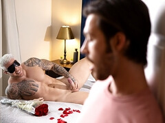 Dude forgets about the lady after that tight ass