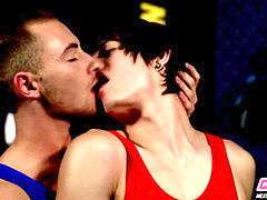 Cute twink neighbors wrestle with massive cocks and enjoy hardcore pounding