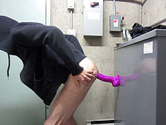 pounding MY massive PURPLE dildo IN THE ELECTRICAL ROOM PART 2