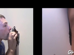 Horny hunk fills mouth with cock