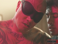 Damian Dragon sprays his sticky load while riding my horny penis