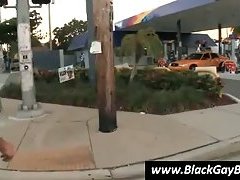 White preppy boy hunts down ebony thug to fuck for cash