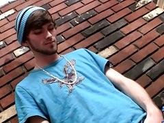 Gay dude strips naked and uses lube to jerk off