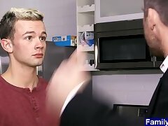 Buff stepdad caught his gay teenage son masturbating