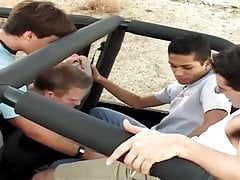 Three twinks have fun with the top down