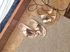 at a friend house and seen sandals by bed