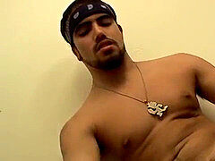 straight thug jock Spanky flashes piercings and getting off