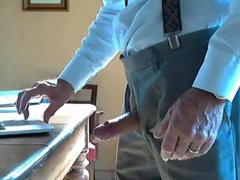 Grandpa Strokes His Cock