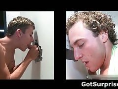 Straight guy sticks his jizzster in a hole and gets blowjob