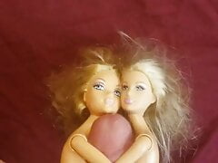 Two barbie dolls bondaged to cock till ejaculated on the both