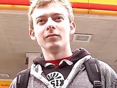 Shy twink picked up for doggystyle 3way