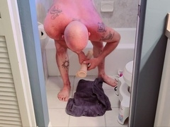 Gay spread legs, fetish, bathroom