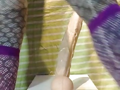 Shows plug out asshole enters big dildo in ass hole