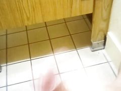 HANDSOME YOUNG HUNK IN PUBLIC RESTROOM STROKES COCK UNTIL HE EXPLODES ALL OVER HIMSELF AND THE WALL