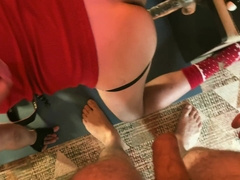 Servant mutt gets smashed with a fucktoy in her rump, bj's pecker and slurps soles.