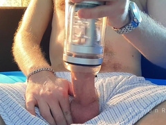 Slender Fellow Timonrdd With A Meaty Furry Salami Strongly Came From A Rotating Masturbator