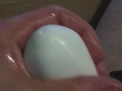 Masturbating With Bound Balls Cockrings Stroker Toy And Masturbator Egg
