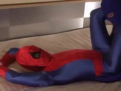 Guy In Spiderman Costume Has Rough Sex On The Bed