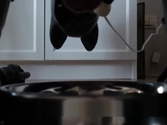 Rubber Puppy Play with Puppy Tail and Rubber Catsuit & Waders