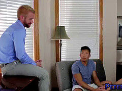 buttfuck threeway with white guy and some muscular Asians