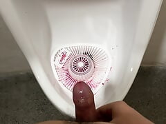 Masturbating with piss and cumshot in urinal