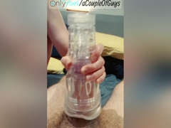 Fucking A Toy With A Friend / Sharing Fleshlight Filled With Cum / Two Guys Fuking One Fleshlight
