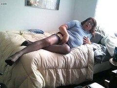 Bobbie in her cute sissy stockings gets toyed around