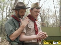 Scouts exploring each other in the tent: gay-sex, blowjob, and more!